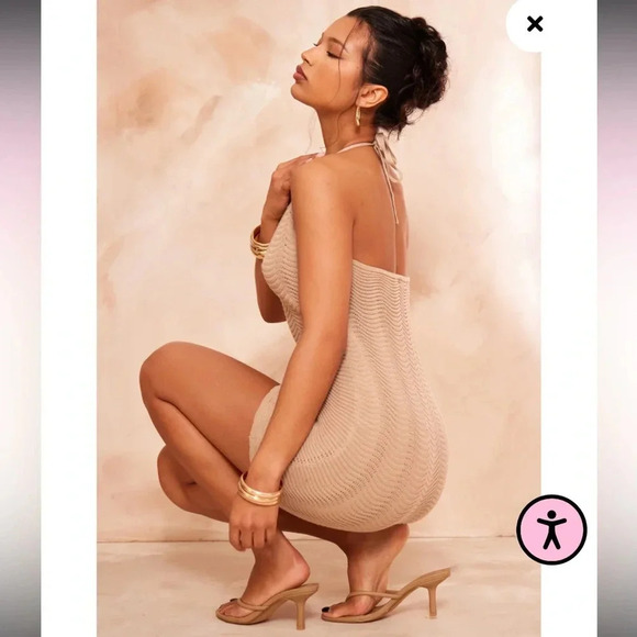 PrettyLittleThing wave knit mini halter dress - Picture 2 of 9